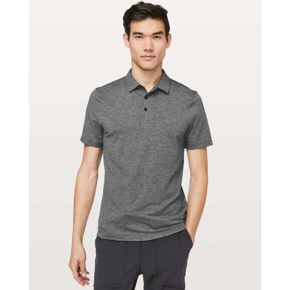 Lululemon Men's Evolution Polo Shirt in Heathered Black - Picture 1 of 4